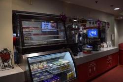 A photo of the food court in the A photo of one of the ice rinks inside the Montclair State University Ice Arena.