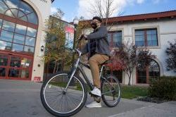 Student on bike